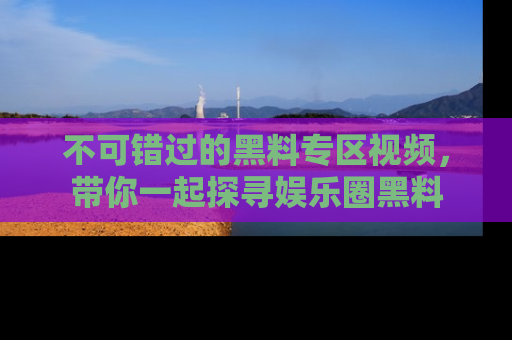 不可错过的黑料专区视频，带你一起探寻娱乐圈黑料